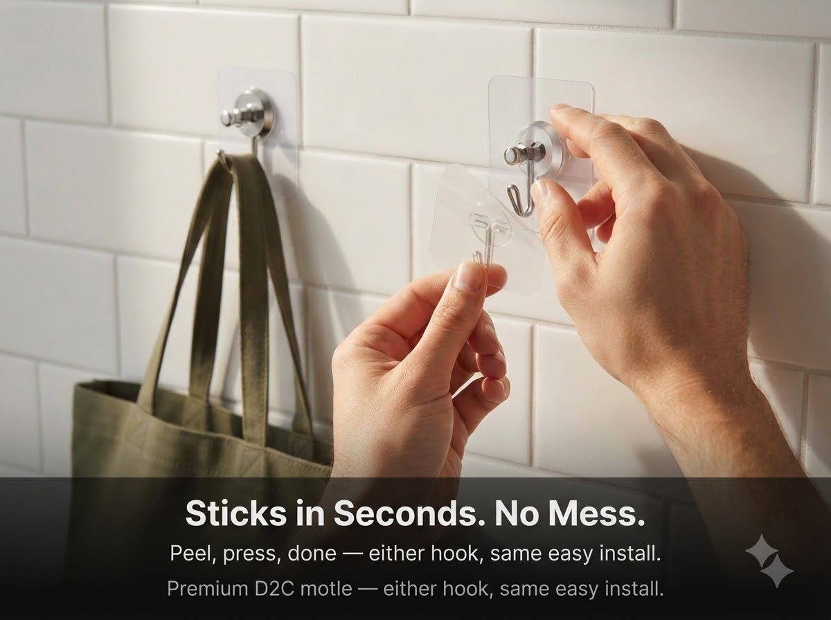 Self Adhesive Heavy Duty Hooks (40 Item)