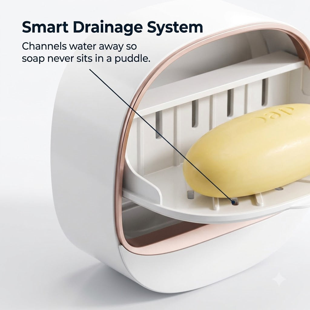 AquaDry Covered Soap Case with Drain Tray