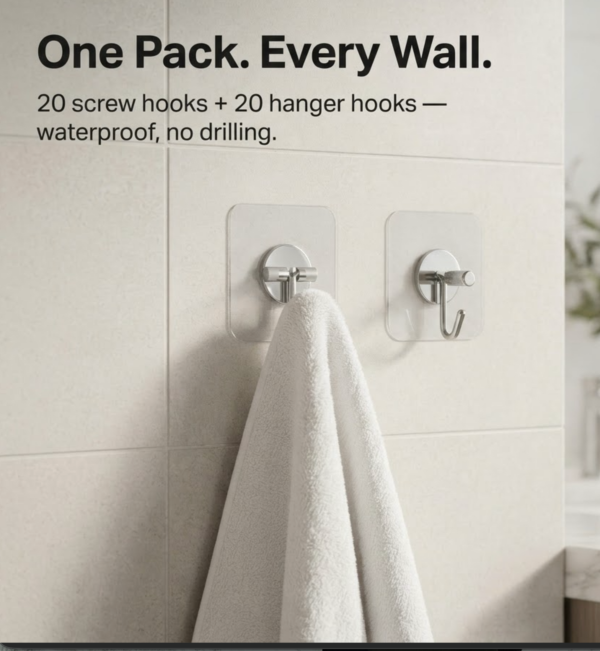 Self Adhesive Heavy Duty Hooks (40 Item)